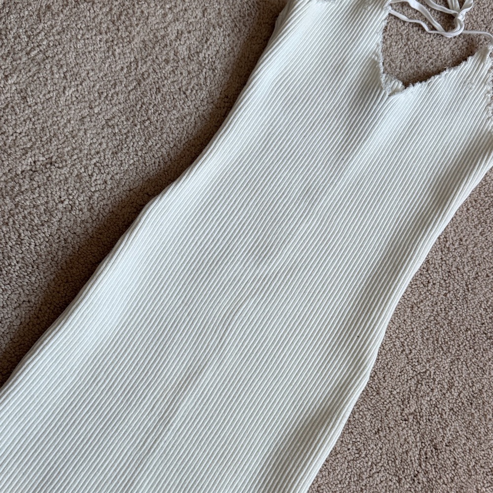 Ribbed Halter Midi Dress in Cream - Picture 2 of 4